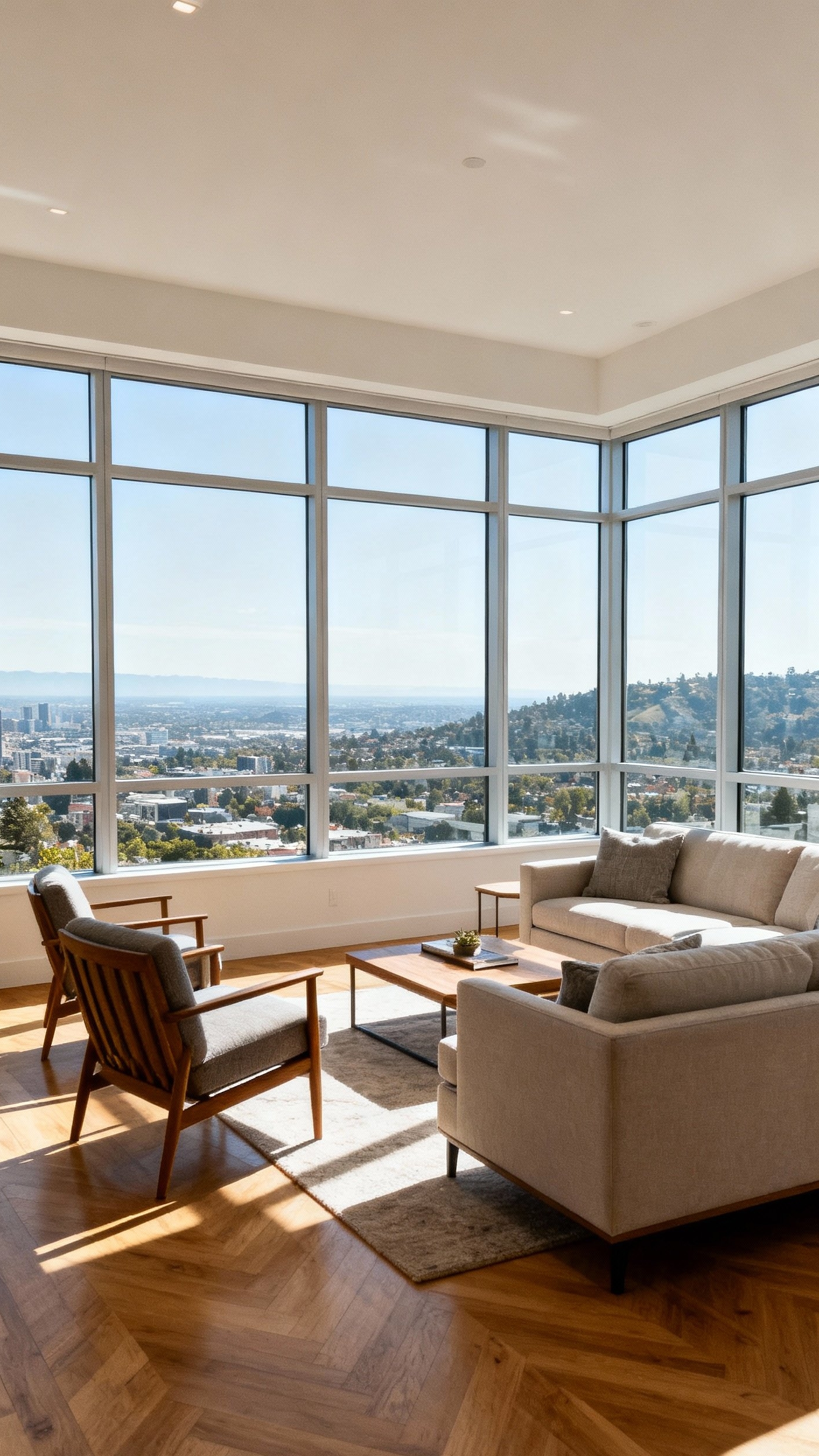 Living Room Inspo - Living Room Views: Inspiration Awaits - Sunlight floods this living room through expansive windows,...