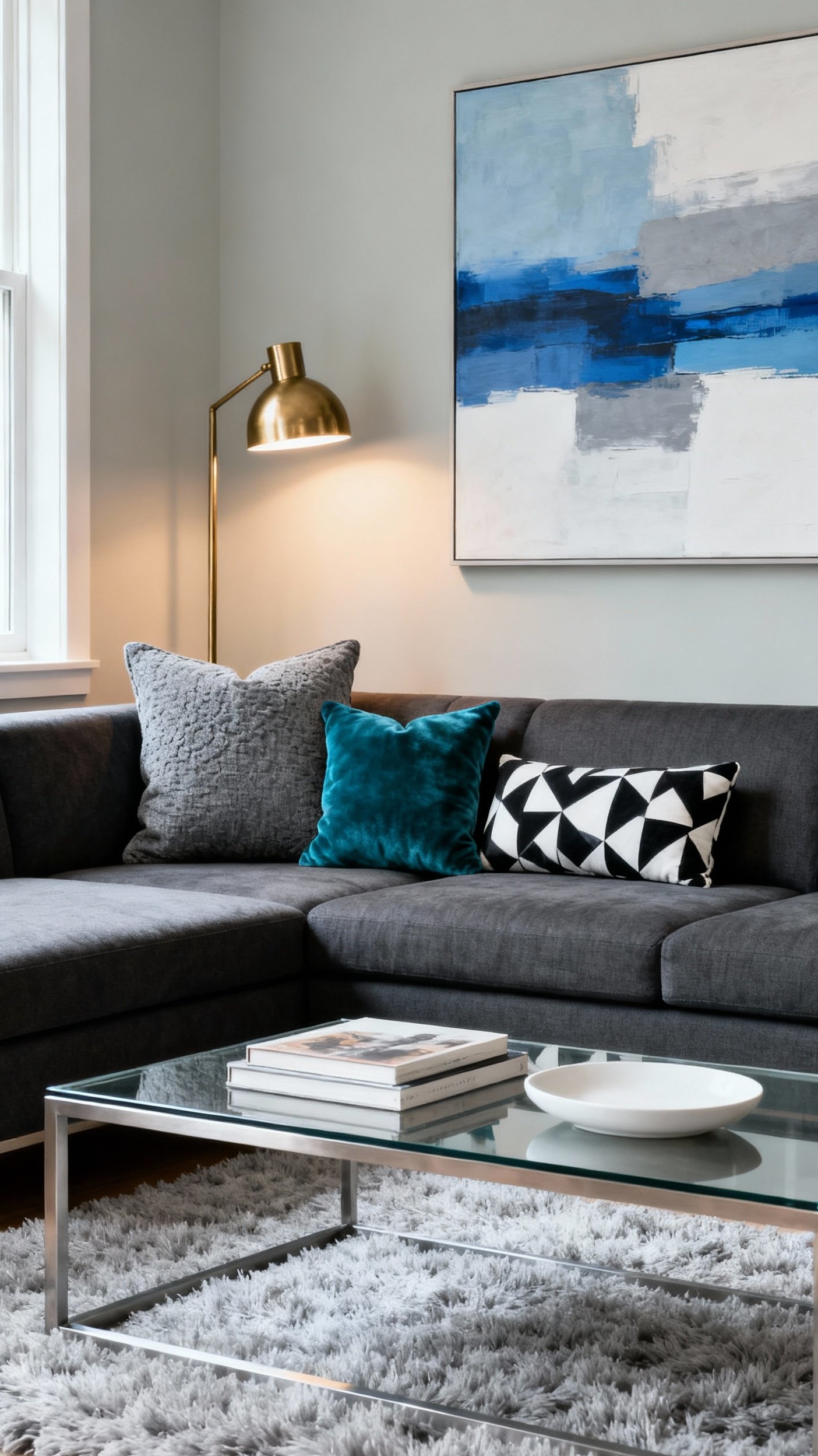 Dark Grey Couch Styling - Dark Grey Couch: Style It Right - Dark Grey Couch Styling - A dark grey sectional anchors this modern living...