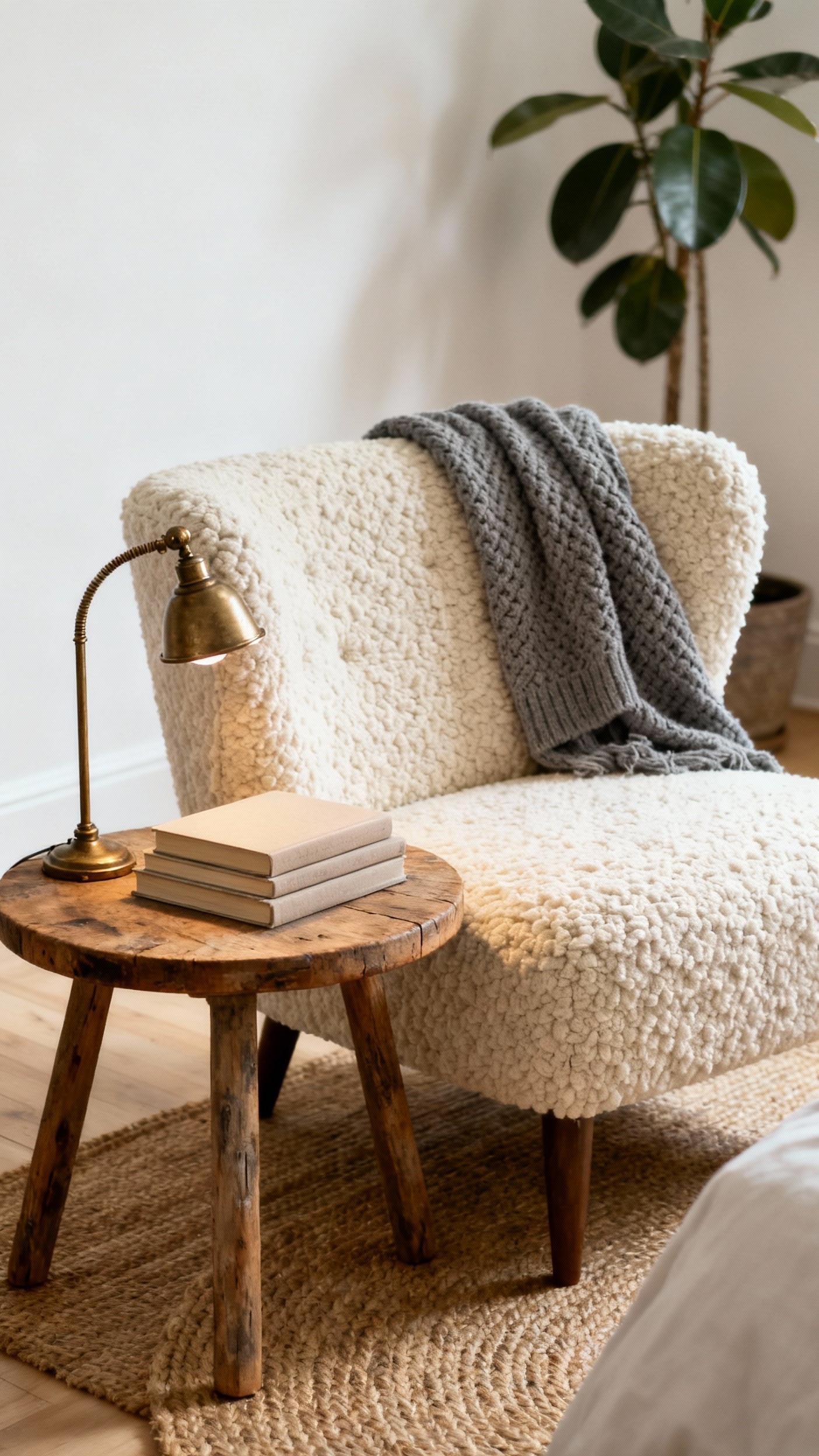 Neutral Tones Bedroom - Neutral Bedroom: Cozy Reading Nook - Neutral Tones Bedroom - The camera captures a reading nook radiating calm...
