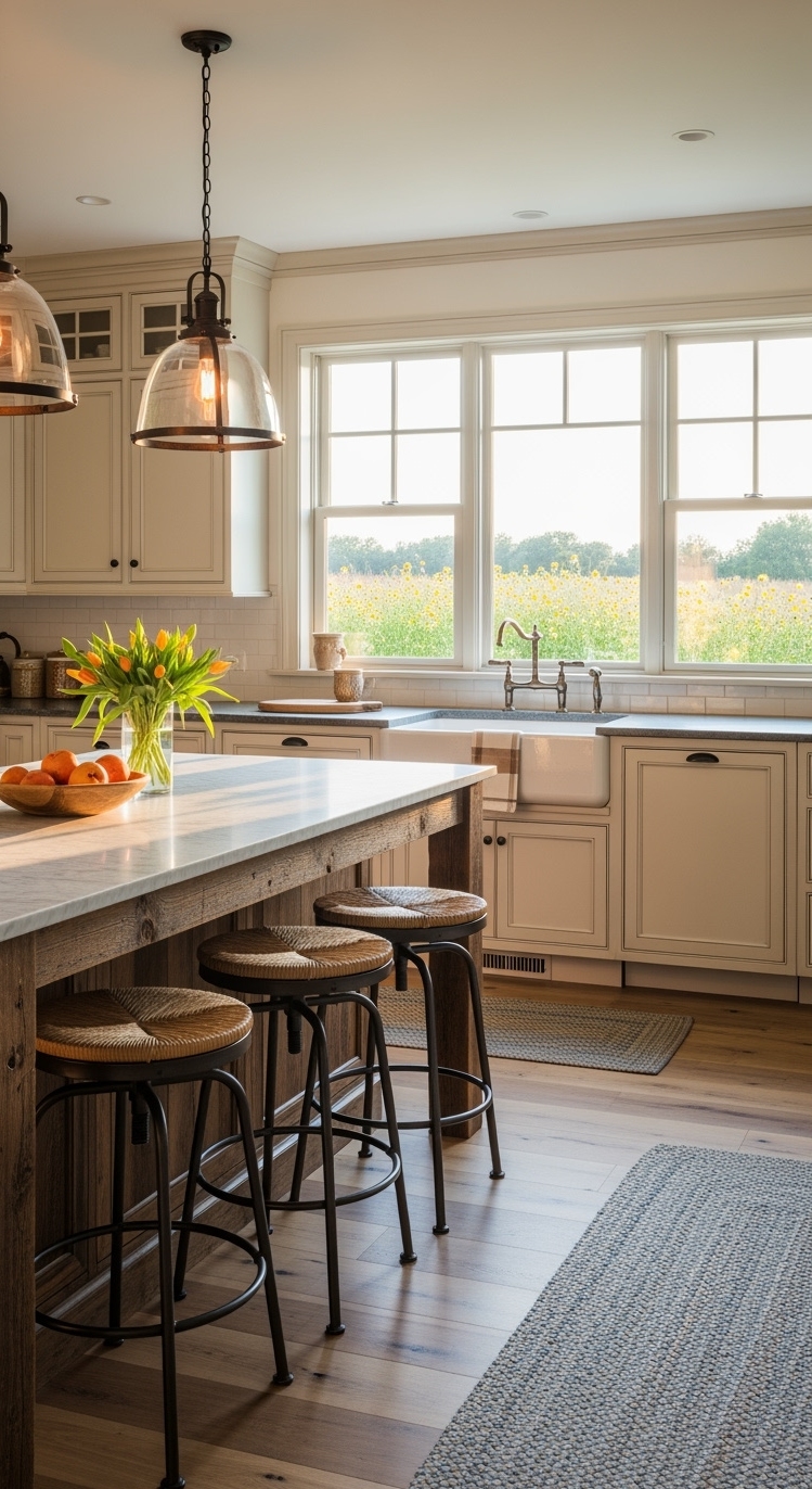 Country Kitchen Design - Country Kitchen Design: Rustic Warmth & Reclaimed Charm - Sunlight streams into this country kitchen, painting the...