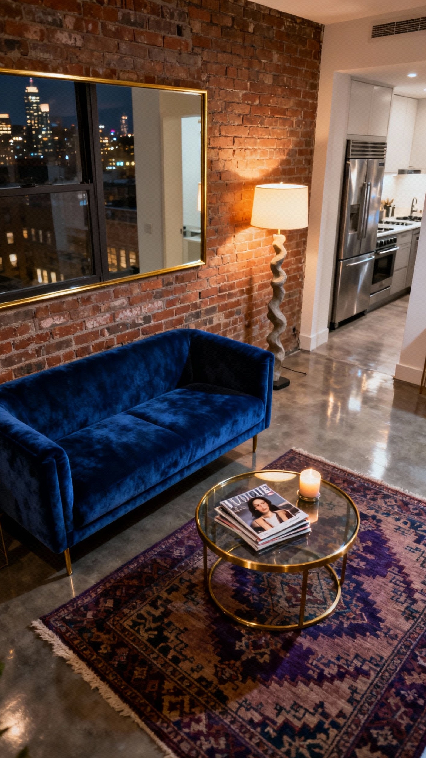 Living Room Inspo - Urban Living Room: Sapphire & Style - This urban apartment living room instantly grabs your...