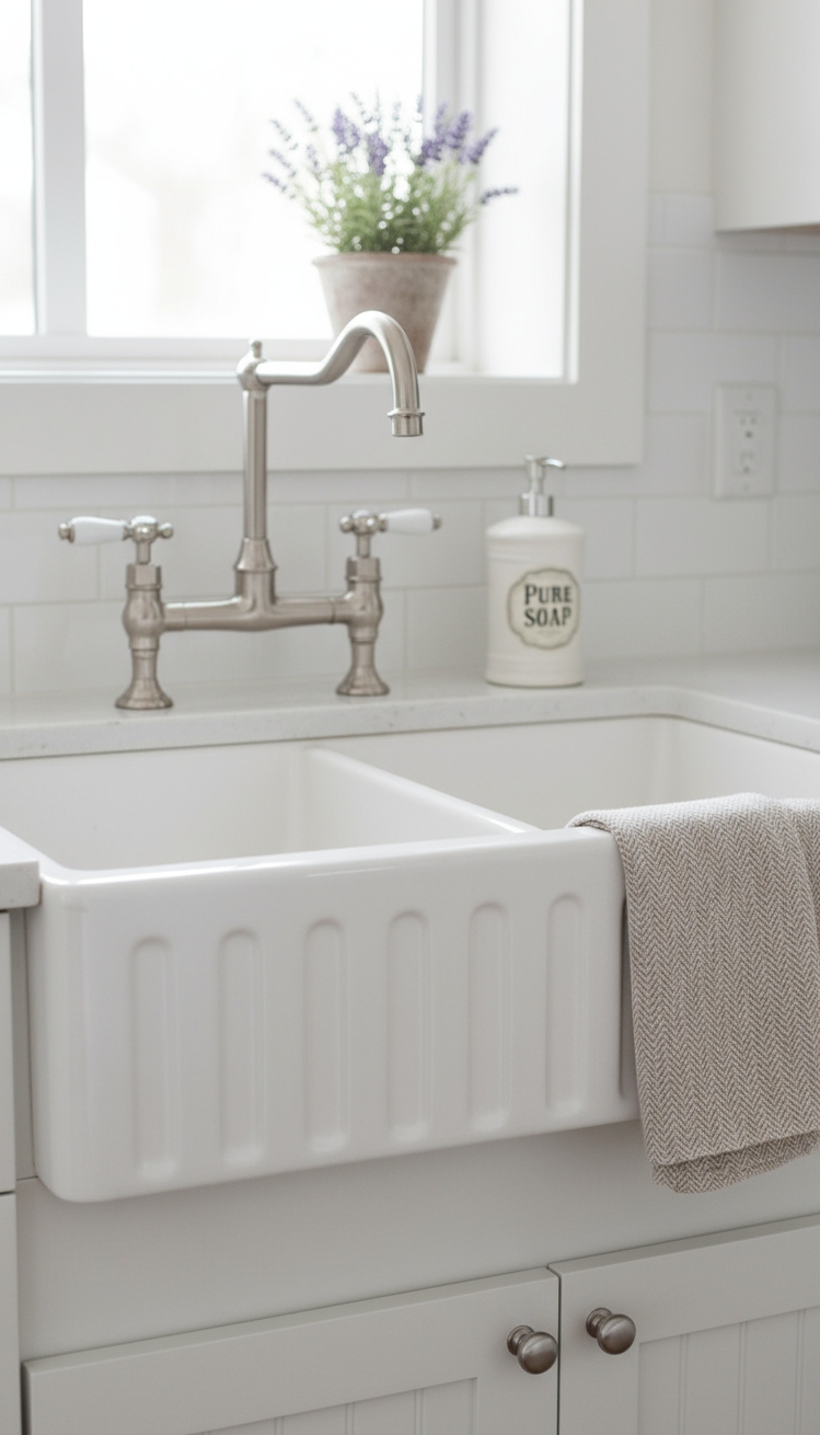 White Kitchen Ideas - White Kitchens: Farmhouse Sink Details - White Kitchen Ideas - Imagine stepping into a sun-drenched kitchen where the...