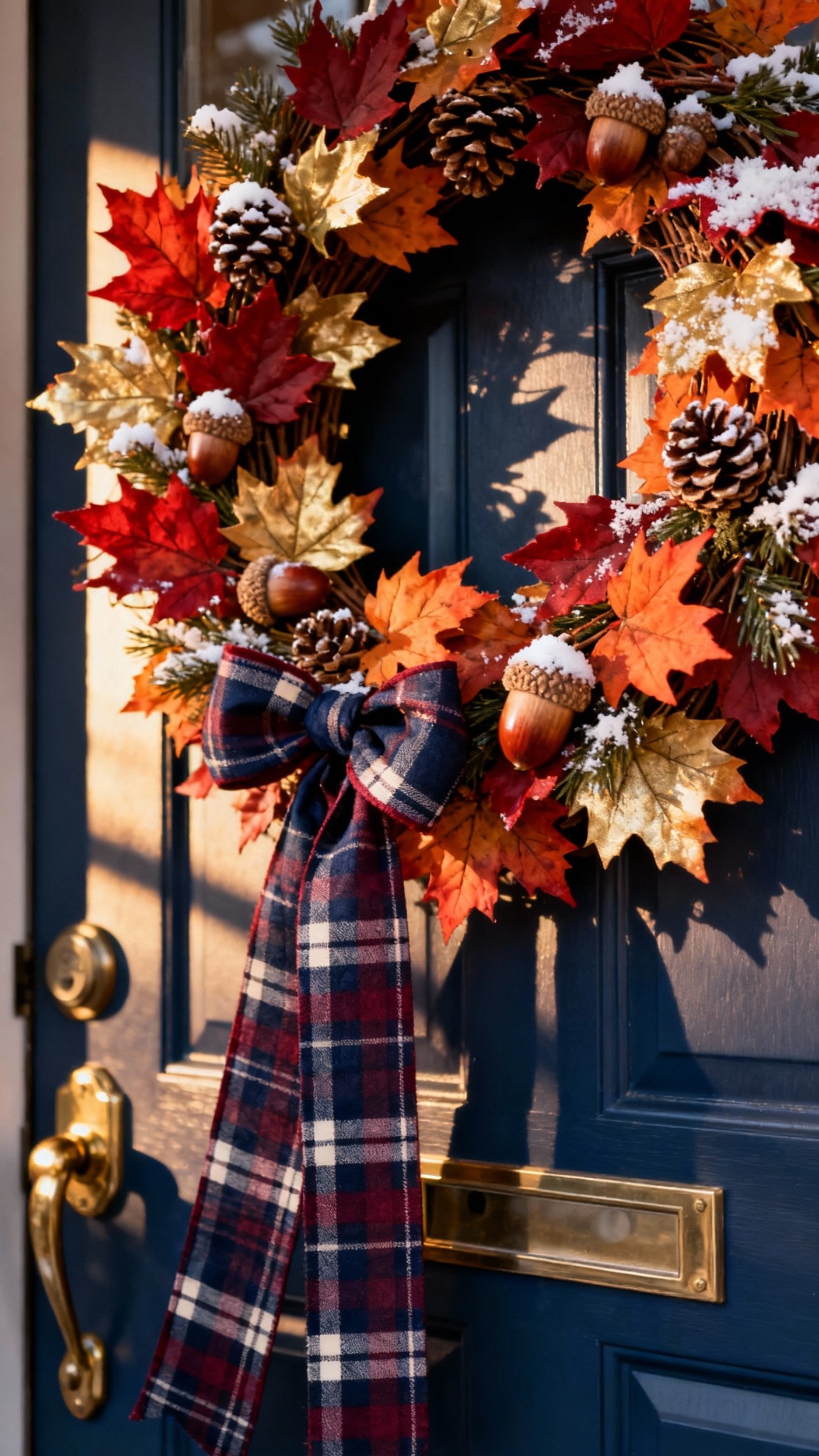 fall wreaths - Fall Wreaths: A Doorway to Autumn - A deep navy blue door makes a stunning...