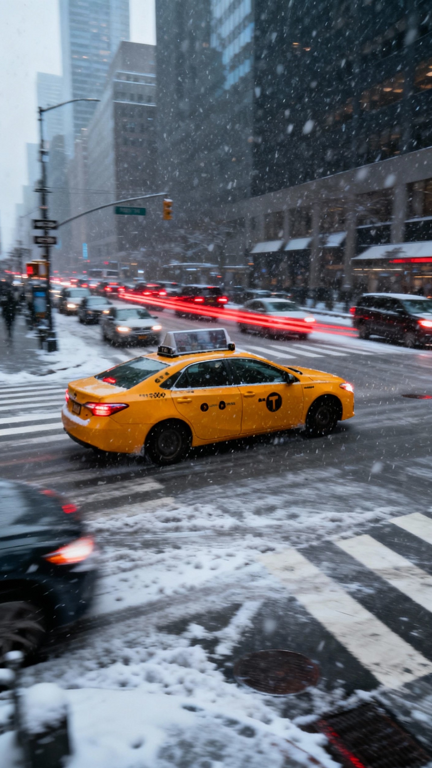Urban City Photography - Manhattan Gridlock: A Yellow Flash - The city breathes a frenetic energy as a...