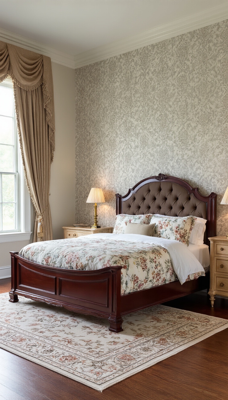 Mixing Wood Tones Bedroom - Wood Tone Harmony: Bedroom Bliss - Mixing Wood Tones Bedroom - The bedroom exudes a sense of classic elegance,...
