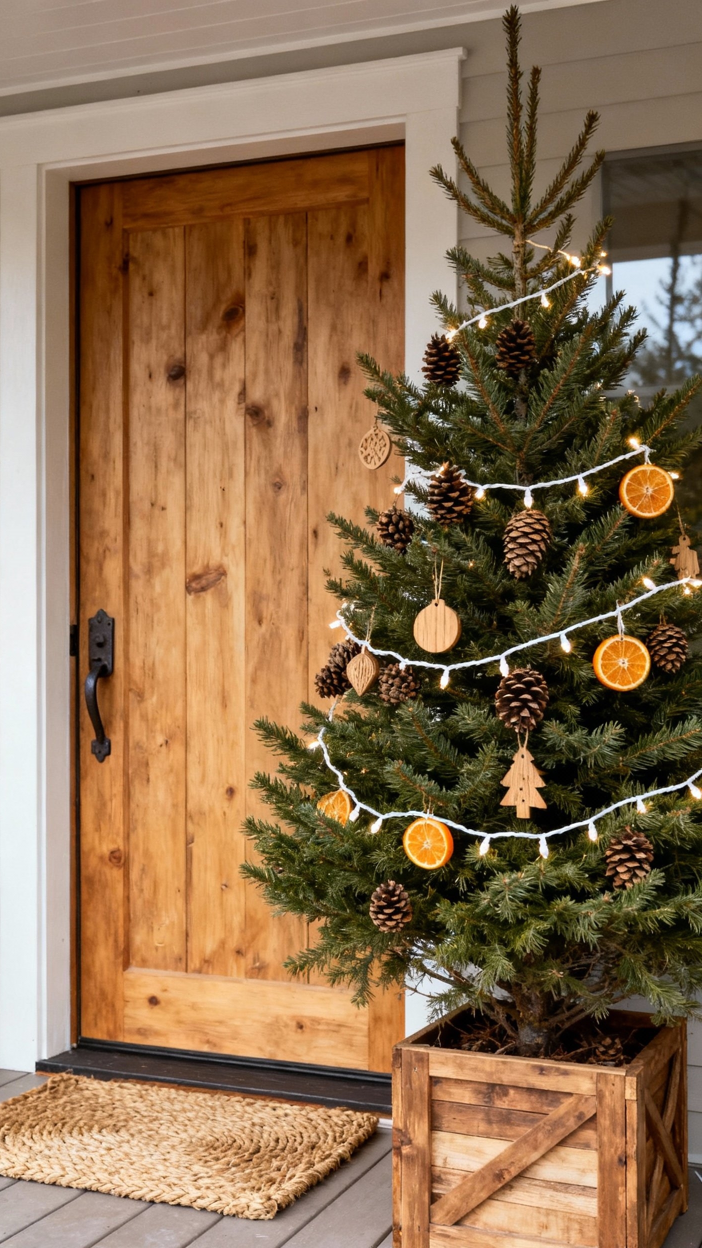 christmas porch decor ideas - Natural Christmas Porch Decor Ideas - A welcoming Christmas porch greets visitors with rustic...