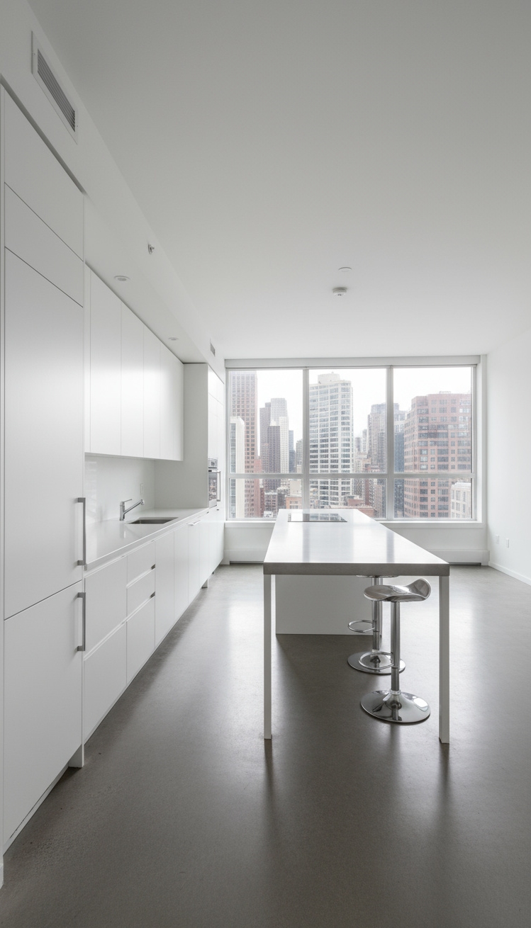 White Kitchen Ideas - White Kitchens: Minimalist Loft Design - Imagine stepping into this loft kitchen, bathed in...