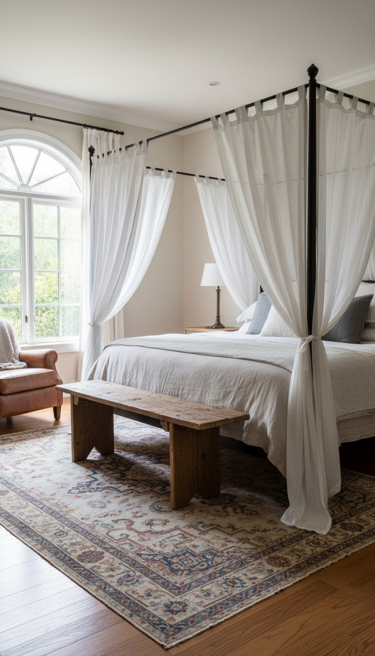 black and white bedroom ideas - Black and White Bedroom Design Ideas - The black four-poster bed anchors this bedroom with...