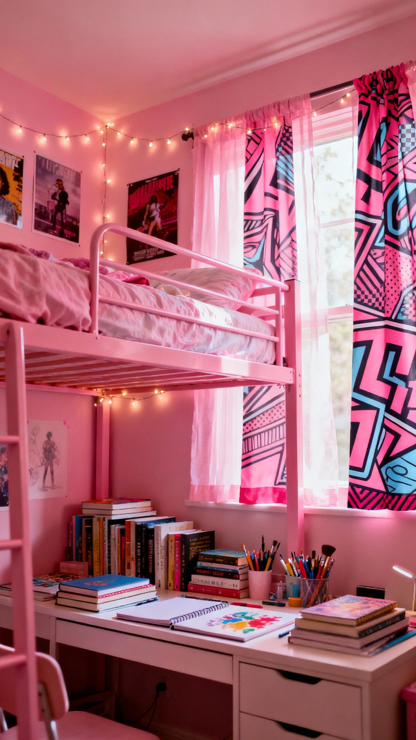 pink curtains bedroom ideas - Pink Curtains: Teen Bedroom Design Ideas - These bubblegum pink curtains steal the show with...