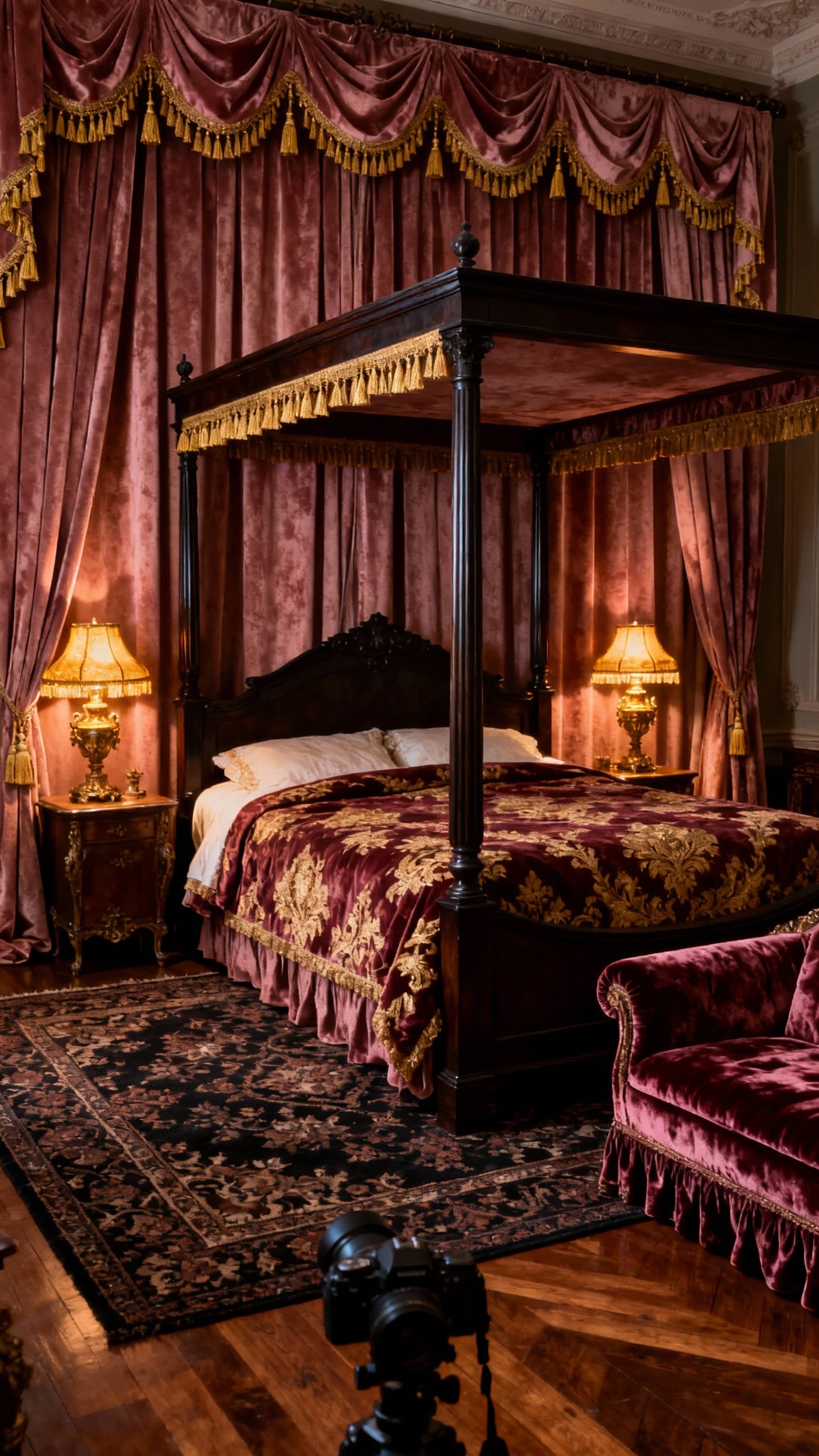 pink curtains bedroom ideas - Pink Curtains: Bedroom Design & Inspiration - Dusty rose velvet curtains steal the show in...