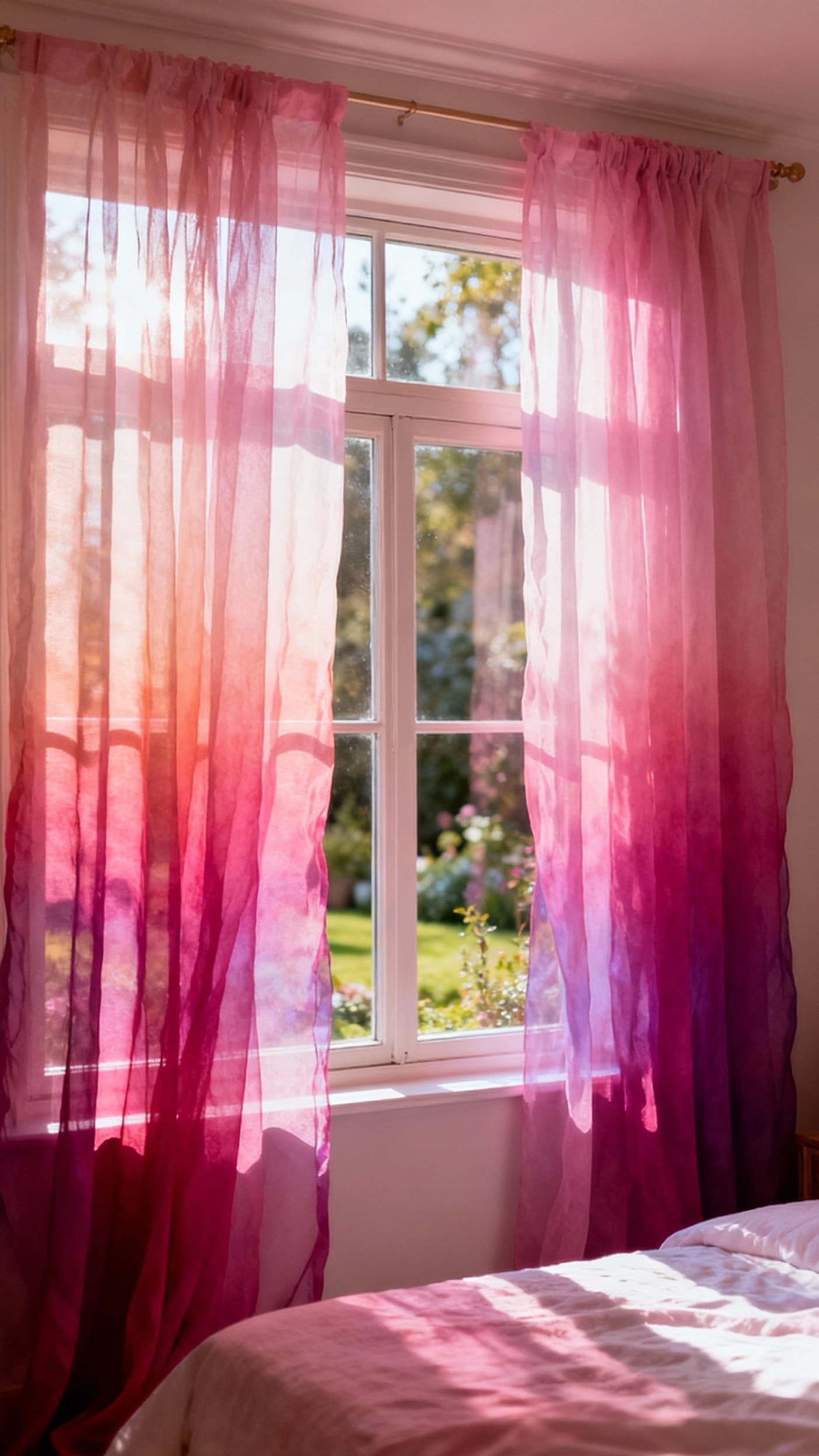 pink curtains bedroom ideas - Pink Curtains: Bedroom Design Ideas - These ombre pink curtains immediately draw your eye,...