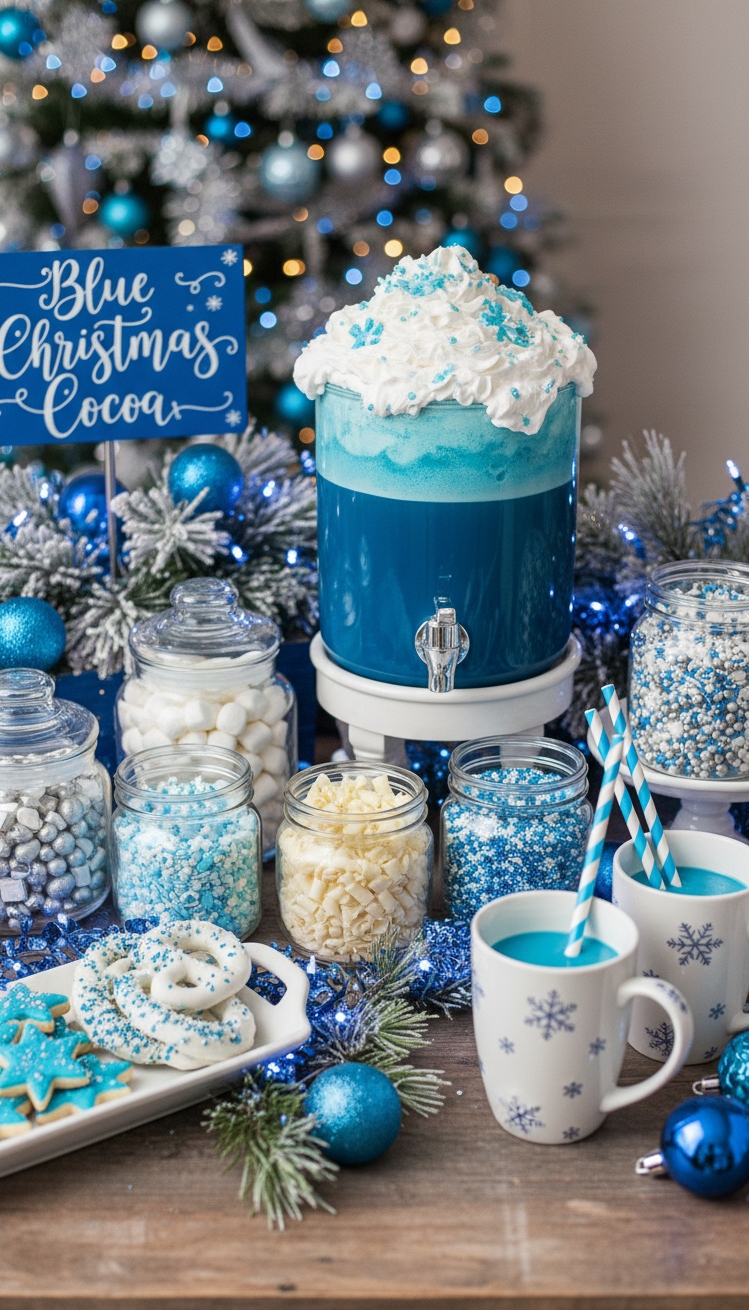 blue christmas decorations ideas - Blue Christmas: Cool Decoration Ideas - The blue Christmas hot chocolate bar is a...