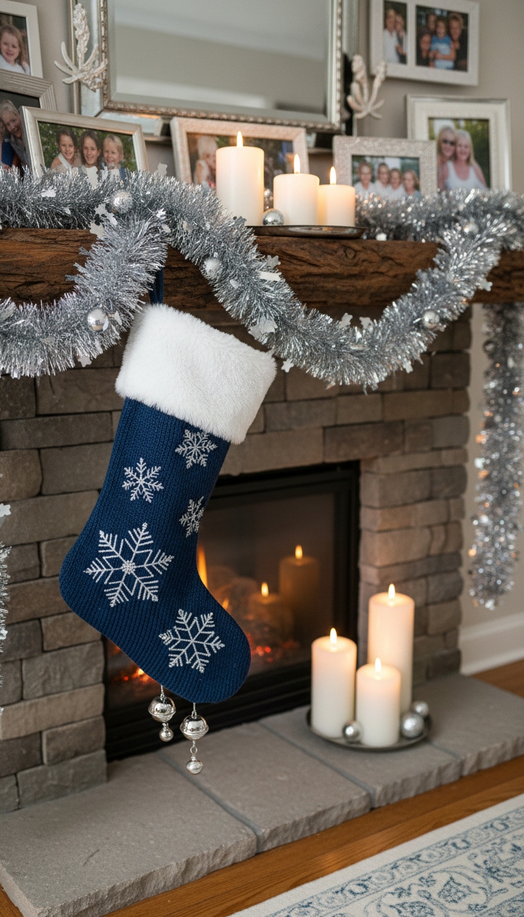 blue christmas decorations ideas - Cool Blue Christmas Decor Ideas - That velvety blue Christmas stocking immediately grabs your...