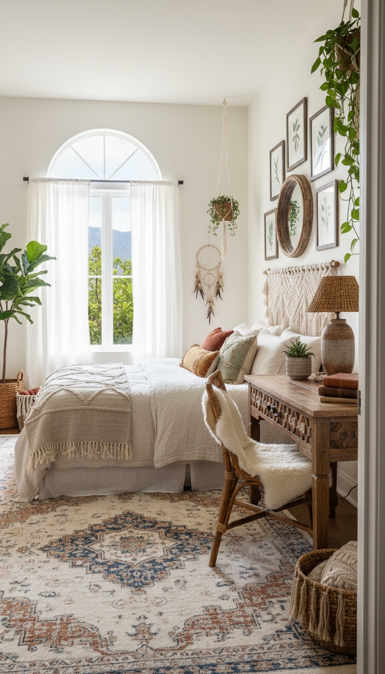 Boho Chic Bedroom - Airy Boho Bedroom Design Ideas - These woven textures create a relaxed vibe. You...