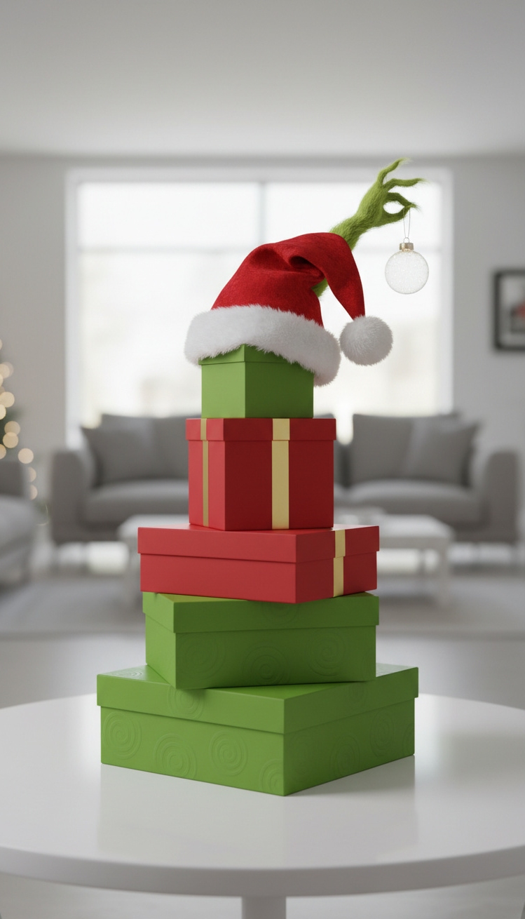 Grinch Centerpiece Ideas - Grinch Centerpiece: Simple, Modern Holiday Design - This Grinch centerpiece stacks vibrant green and cherry-red...