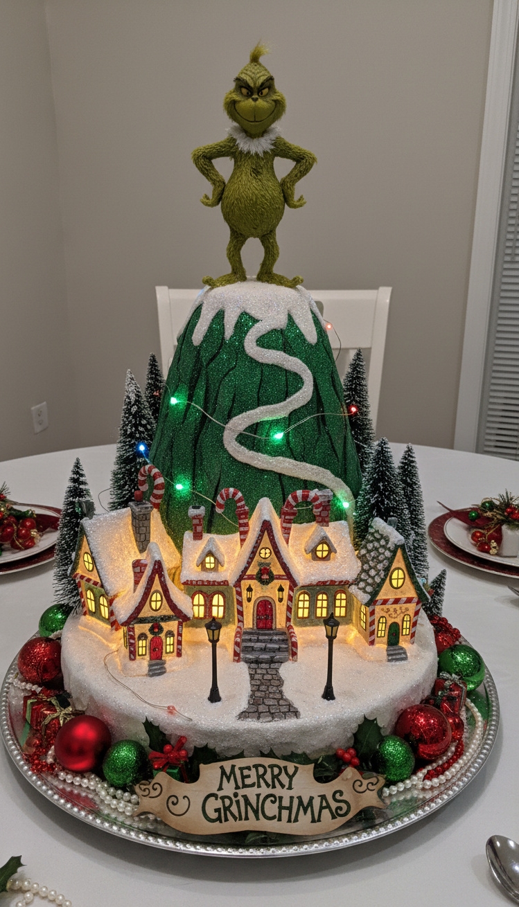 Grinch Centerpiece Ideas - Grinch Centerpiece: Whoville in Miniature - The centerpiece captures the spirit of Whoville with...