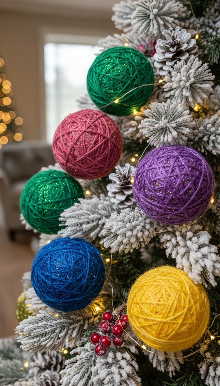 easy christmas ornaments - Easy Christmas Ornaments: Yarn Ball Design - These yarn-covered ornaments bring a burst of cozy...