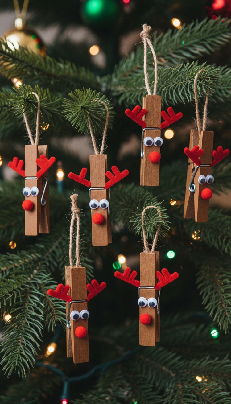 easy christmas ornaments - Easy Clothespin Reindeer Ornament Designs - These reindeer ornaments bring a homespun charm to...