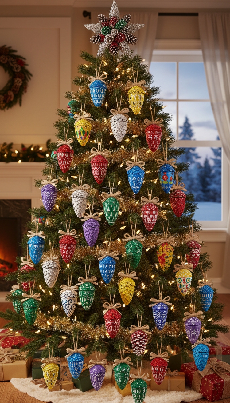 christmas ornament crafts - Designed Christmas Ornaments: Pinecone Art - These painted pinecone ornaments bring a touch of...