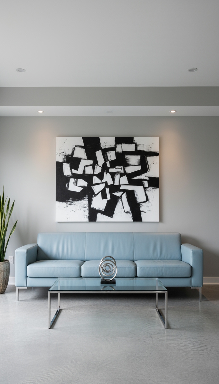 Light Blue Couch Living Room Ideas - Light Blue Couch: Modern Living Room Design - The light blue leather sofa immediately draws your...