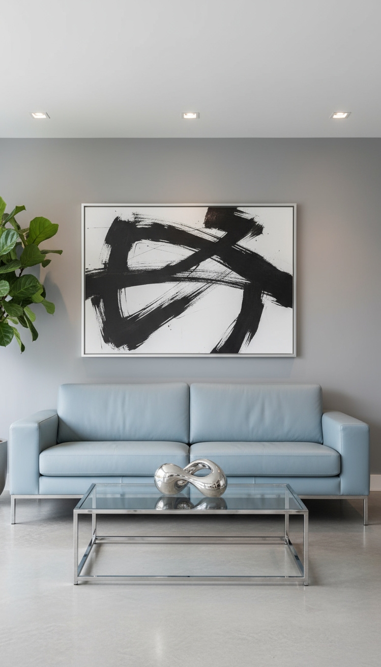 Light Blue Couch Living Room Ideas - Light Blue Couch: Modern Living Room Design - Light Blue Couch Living Room Ideas - This light blue leather sofa anchors a sophisticated...