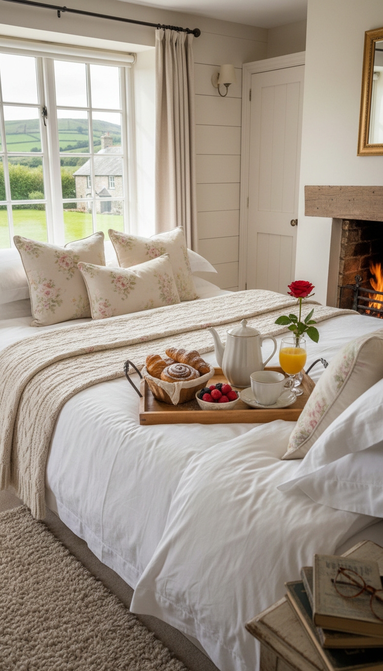 country-style bedroom - Cozy Country Bedrooms: Breakfast in Bed - The focal point is a breakfast tray laden...