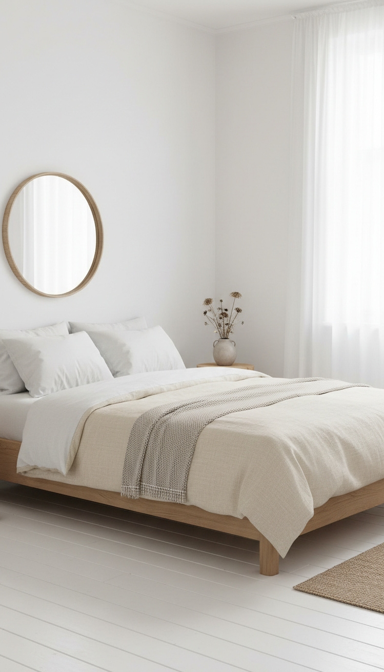 country-style bedroom - Simple Country Bedroom Design Ideas - This simple wooden bed frame anchors a country...