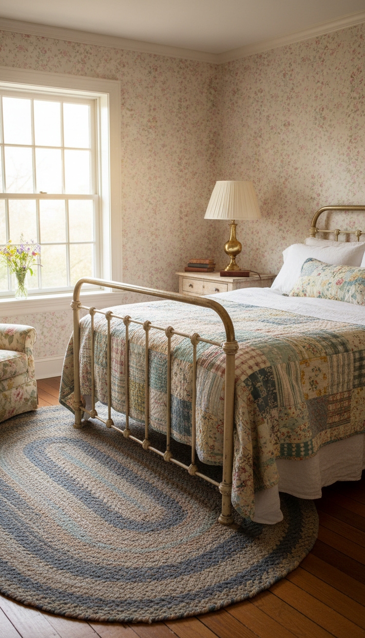 country-style bedroom - Country Bedroom: Light, Quilts, and Wood - The patchwork quilt immediately grabs your attention, its...