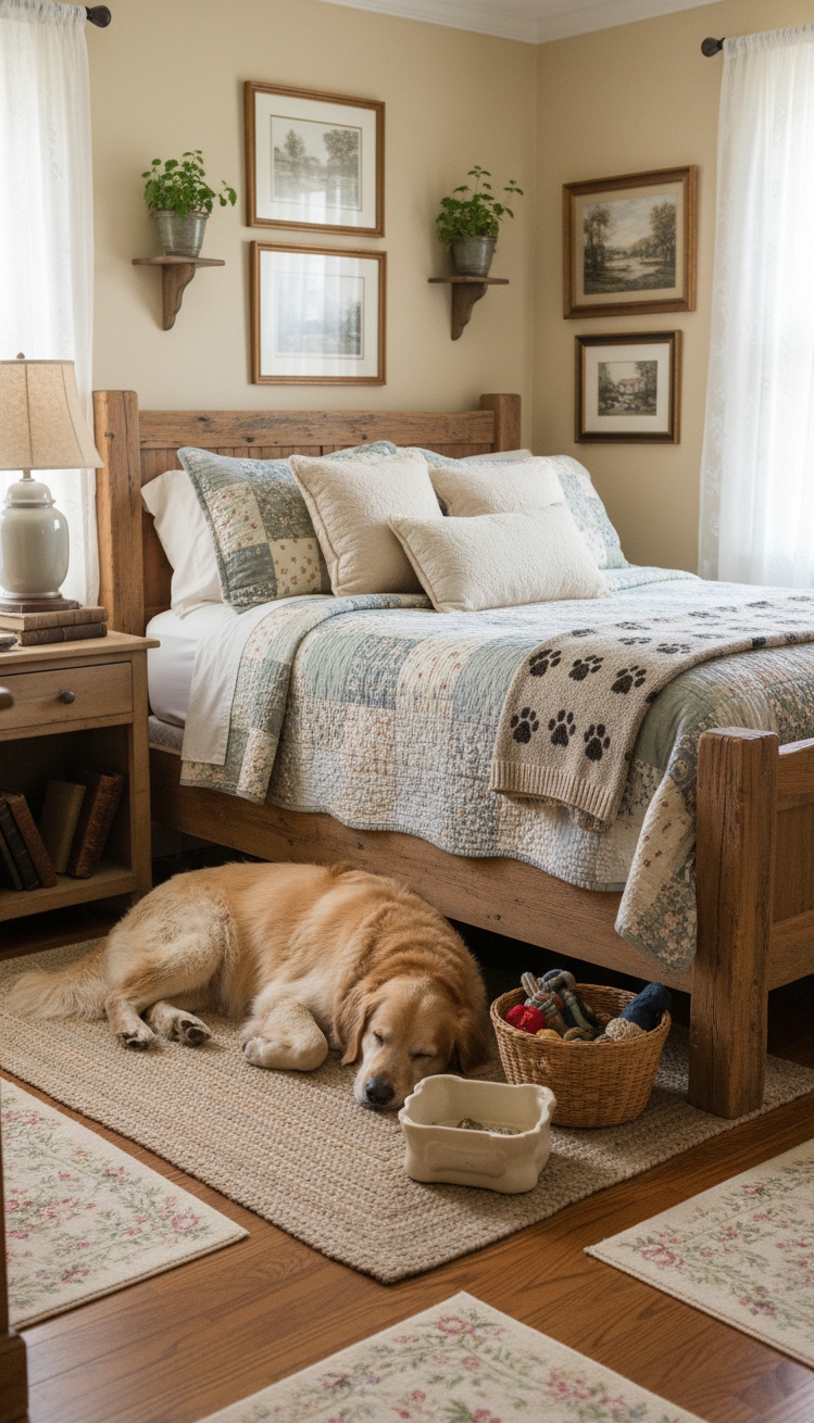 country-style bedroom - Cozy Country Bedrooms: Relaxed Style - The worn Oriental rug anchors this country bedroom,...