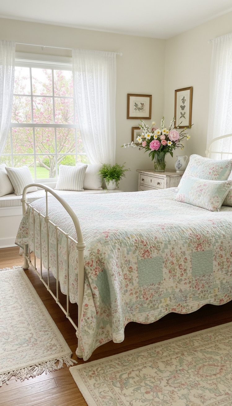 country-style bedroom - Fresh Country Bedroom Design Ideas - The floral wallpaper sets the tone for this...