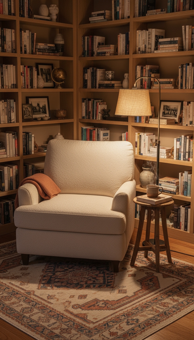 serene interior colors - Serene Spaces: Cashmere Beige Interiors - The armchair beckons with its promise of comfort,...