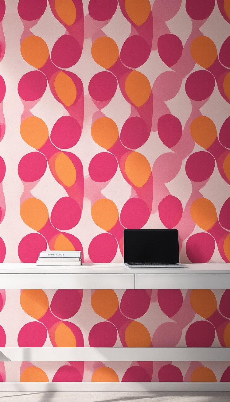 Deep Pink Wallpaper - Deep Pink Wallpaper: Geometric Glamour - This wallpaper bursts with a playful energy, showcasing...