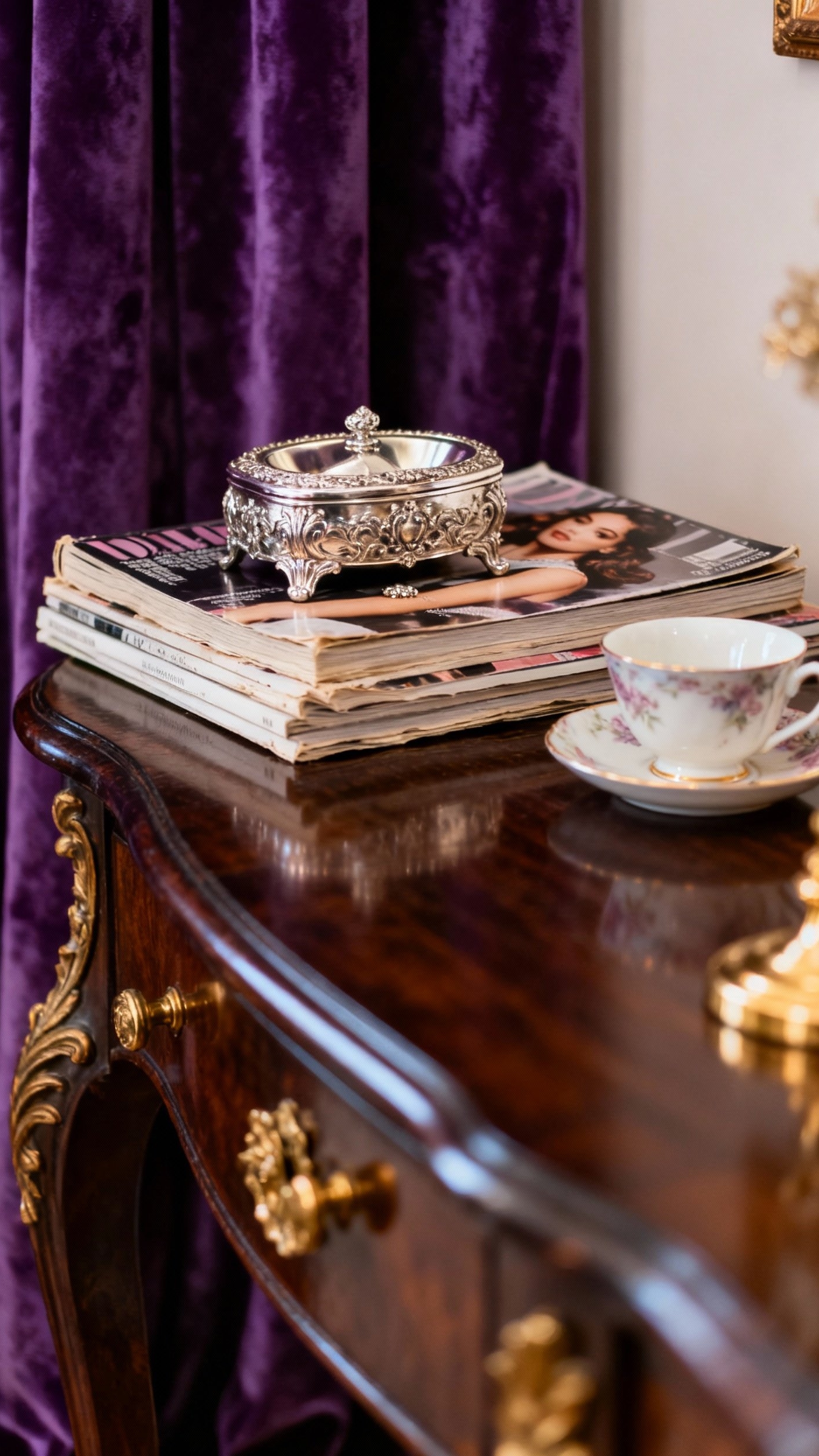 Glamorous transitional living room - Glamorous Transitional Living Room Vignette - This console table vignette whispers of old Hollywood...
