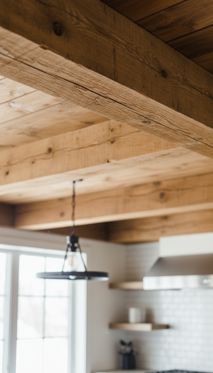 exposed beams kitchen - Exposed Beams: Kitchen Design Highlights - These exposed beams command attention with their raw,...