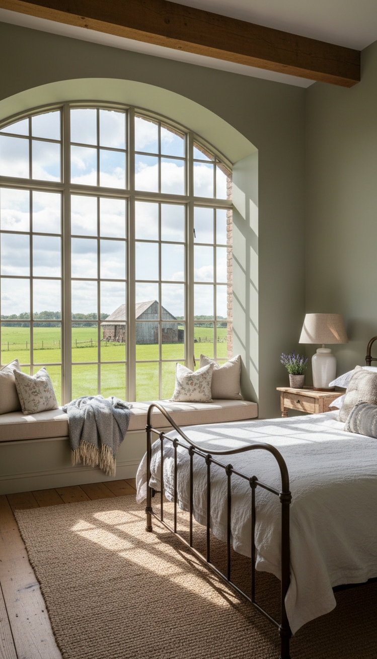 farmhouse bedroom ideas - Farmhouse Bedrooms: Views and Light - The expansive windows steal the show, framing a...