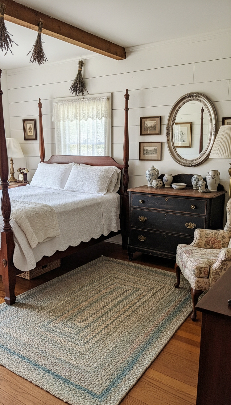 farmhouse bedroom ideas - Farmhouse Bedroom: Vintage Style Rules - The antique dresser immediately grabs your attention with...