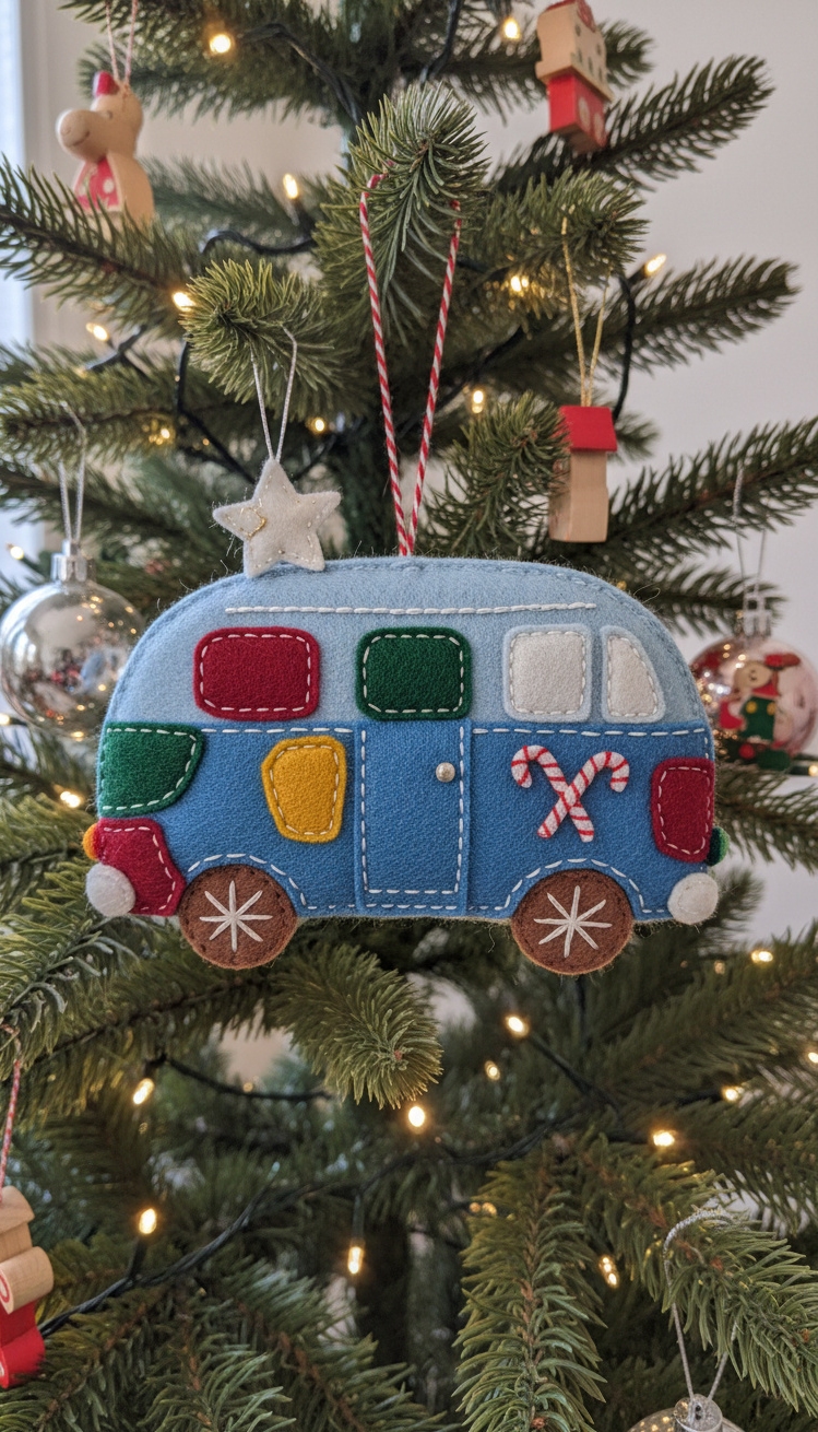 felt christmas ornaments - Felt Camper Van Ornament Design - The felt camper ornament brings a touch of...