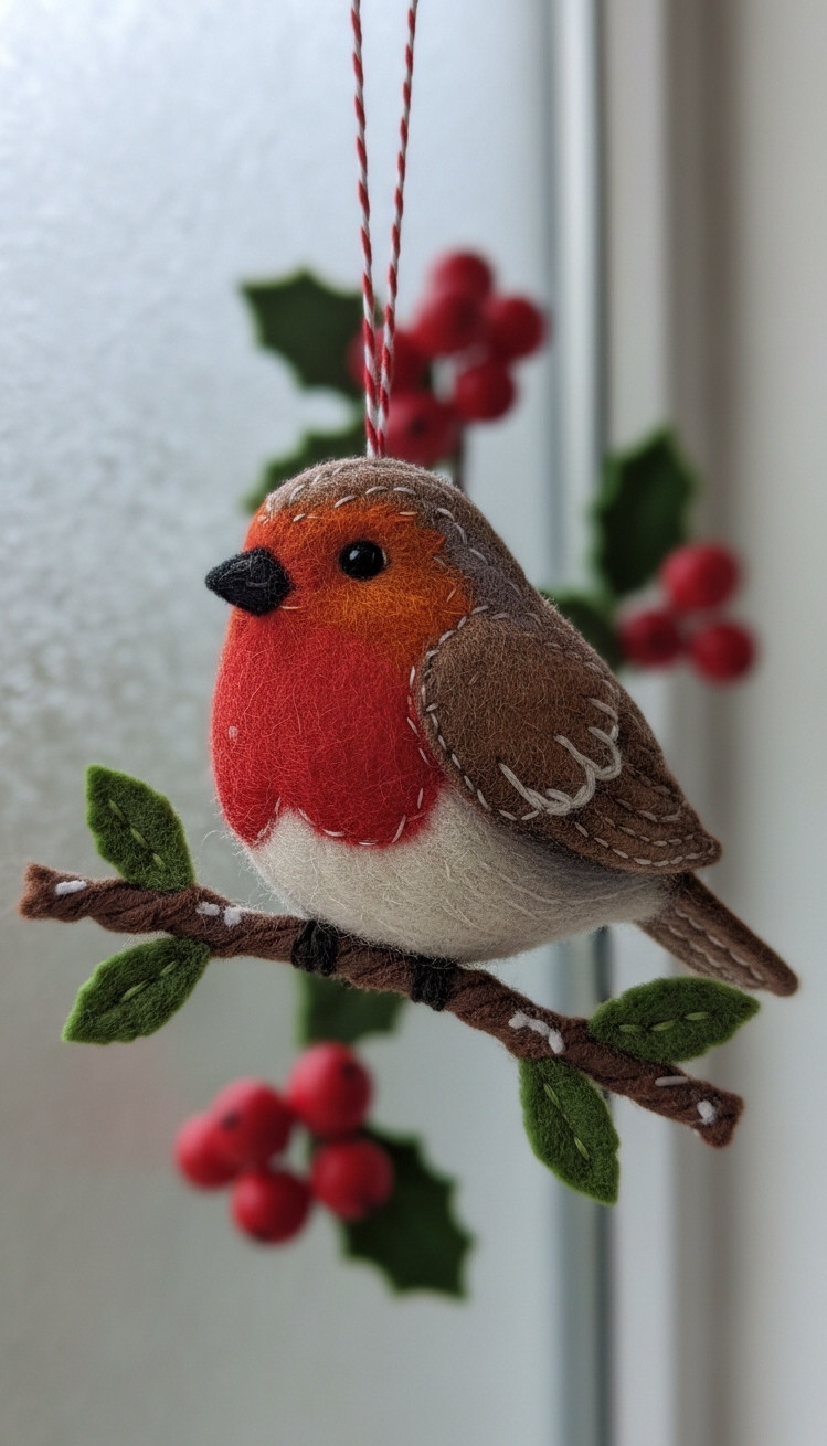 felt christmas ornaments - Felt Robins: A Christmas Design - The felt robin, plump and bright, immediately grabs...