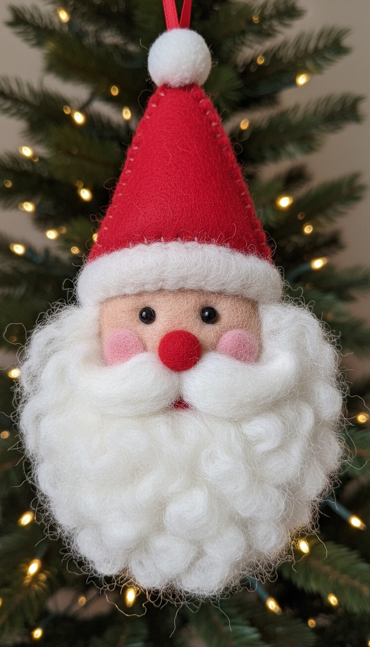 felt christmas ornaments - Felt Christmas Ornaments: Design Highlights - felt christmas ornaments - The Santa ornament bursts with simple charm. Soft...