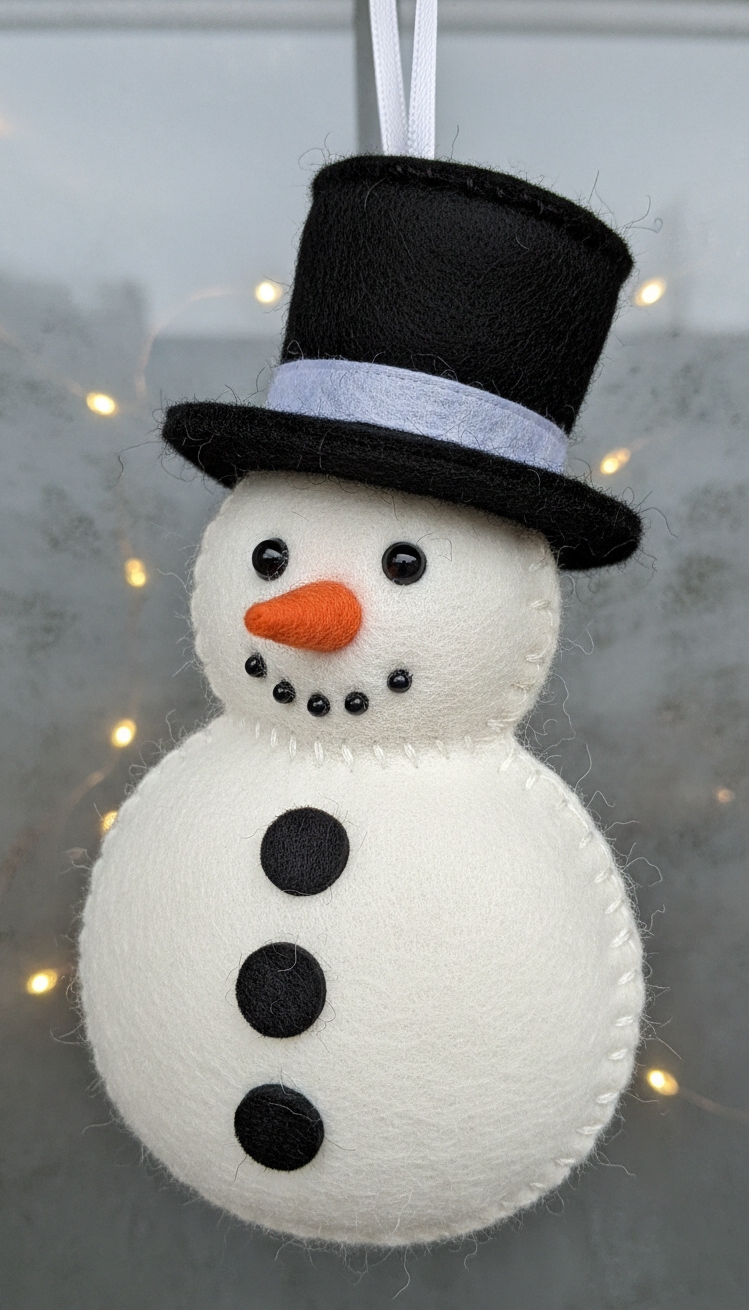 felt christmas ornaments - Felt Snowman Ornament: Design Details - These felt ornaments feel so soft, you can...