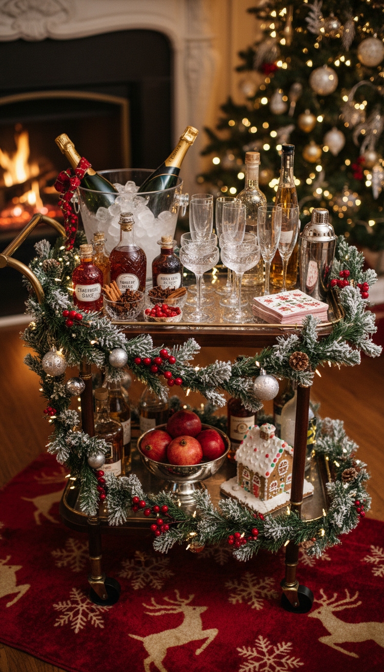 luxury christmas decor - Elevated Christmas: Bar Cart Styling - The <a href=