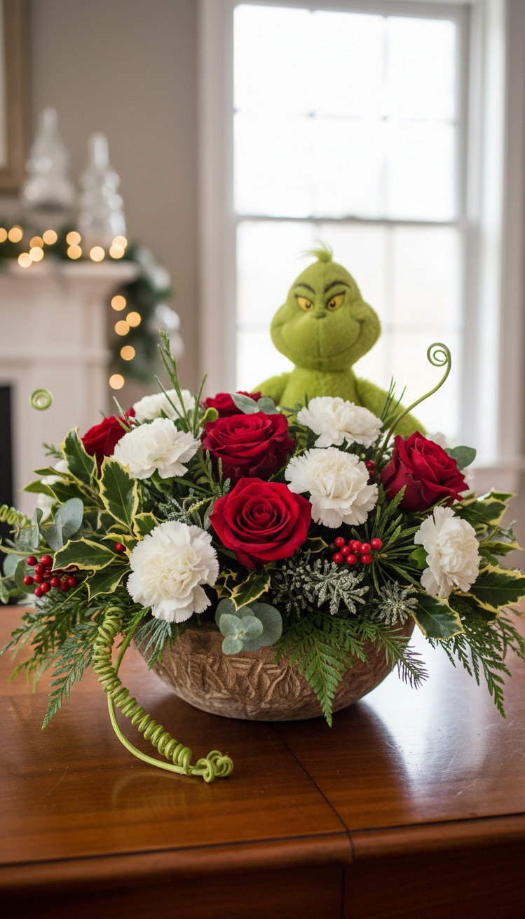 Grinch Centerpiece Ideas - Grinch Centerpiece: Floral Design Ideas - The Grinch steals the show in this festive...