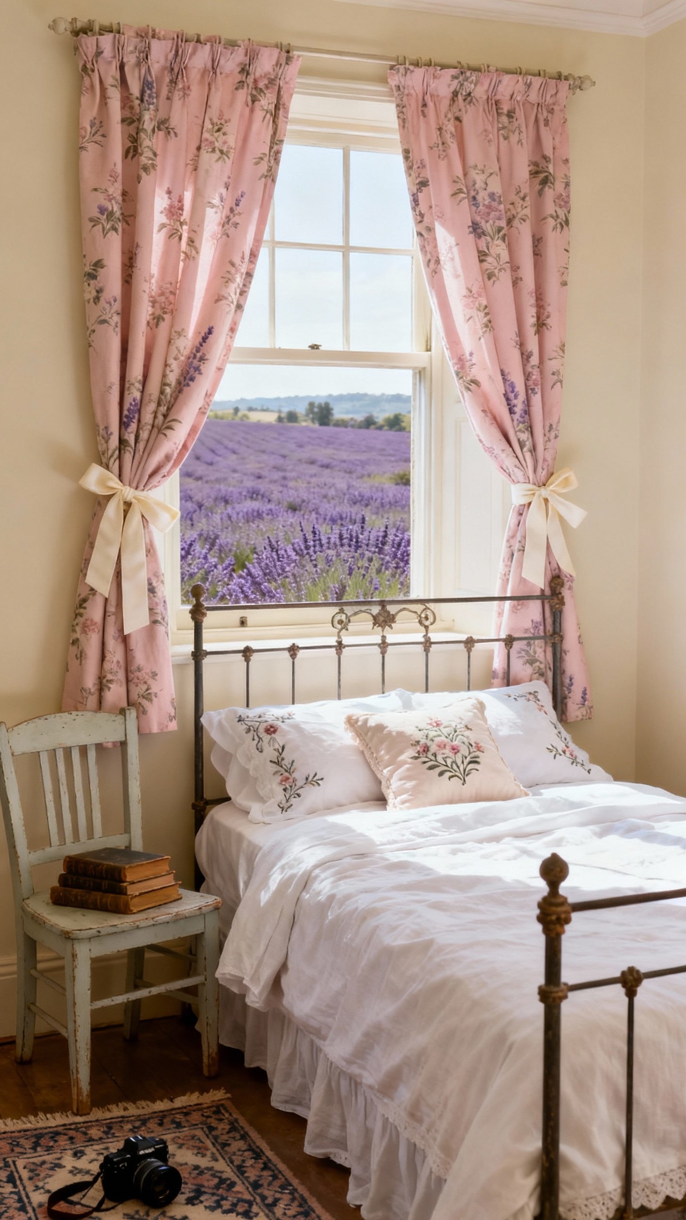 pink curtains bedroom ideas - Blush Pink Curtains: Bedroom Design Ideas - These blush pink toile curtains instantly soften the...