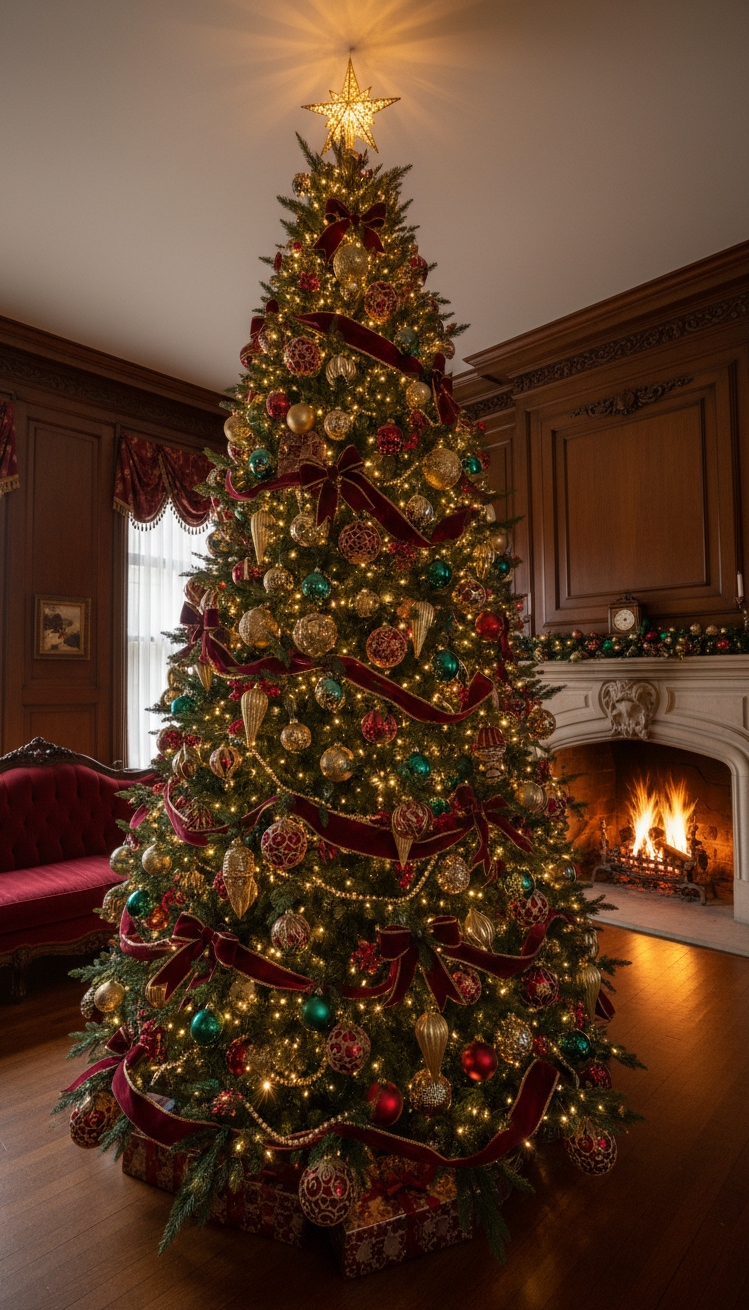 christmas tree decor ideas - Victorian Christmas Tree Decor Inspiration - This Christmas tree design is a showstopper, rising...
