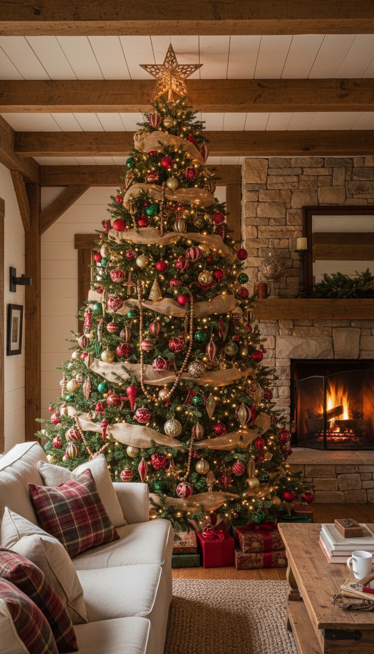 christmas tree decor ideas - Rustic Christmas Tree Decor Inspiration - This Christmas tree design radiates rustic elegance, doesn't...