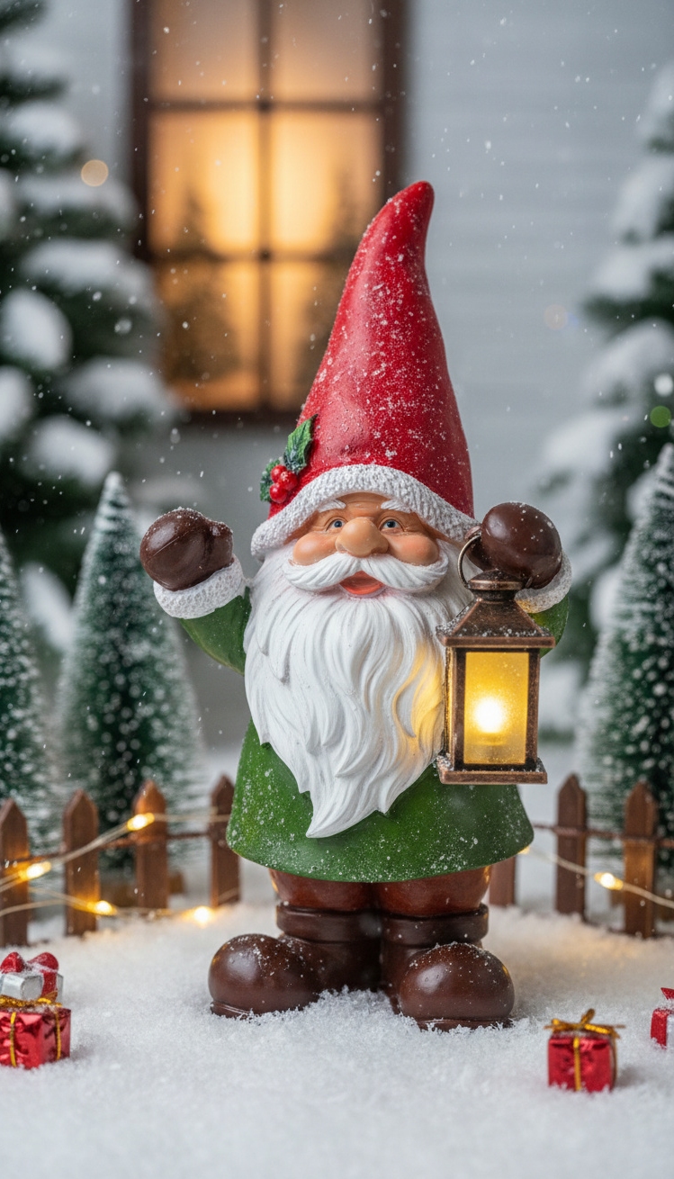christmas garden decorations - Garden Gnomes: Christmas Design Highlights - This little Christmas gnome, with his rosy cheeks...