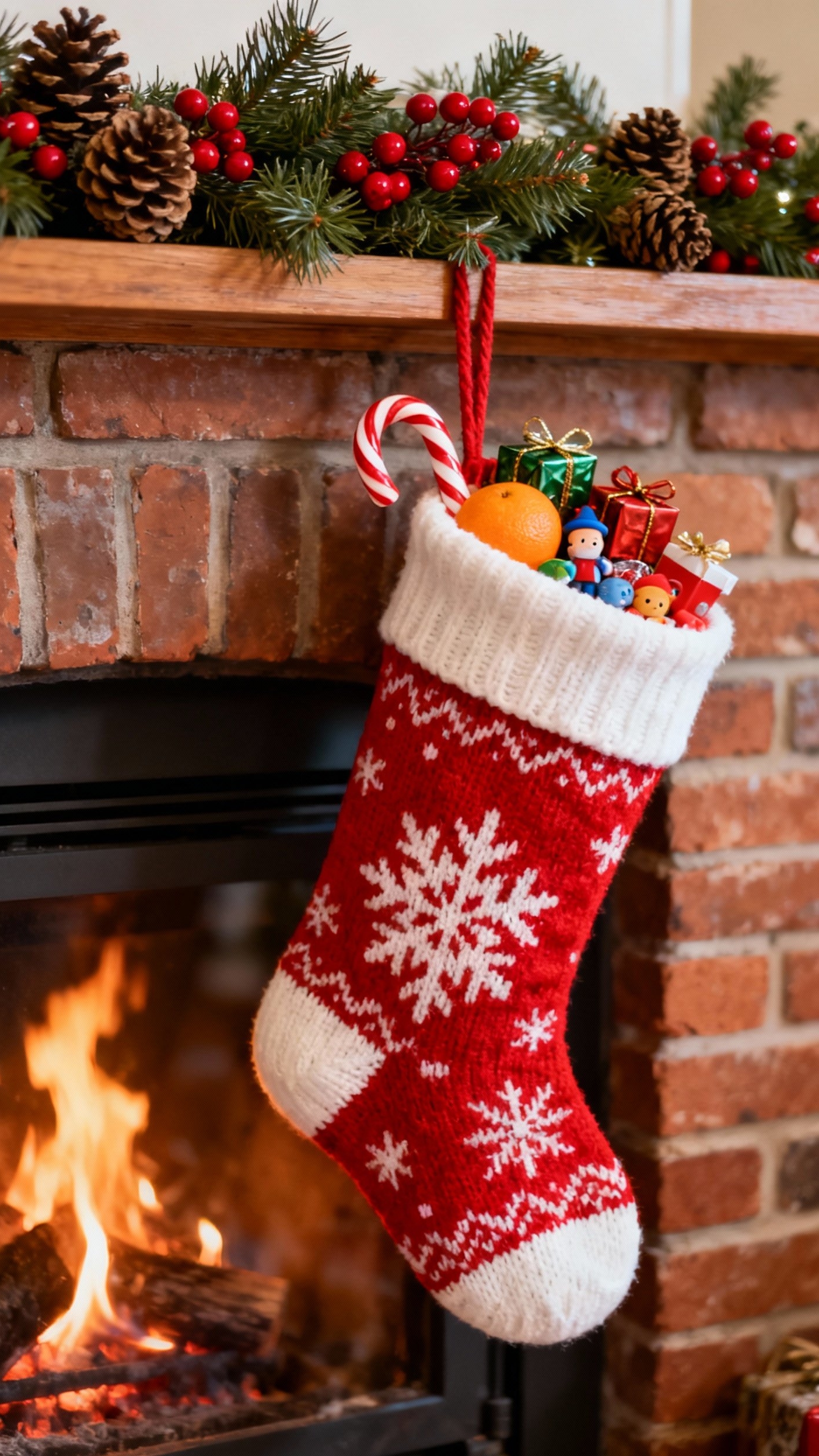 christmas decorations living room - Cozy Christmas Living Room Design - That overflowing Christmas stocking instantly grabs your attention,...