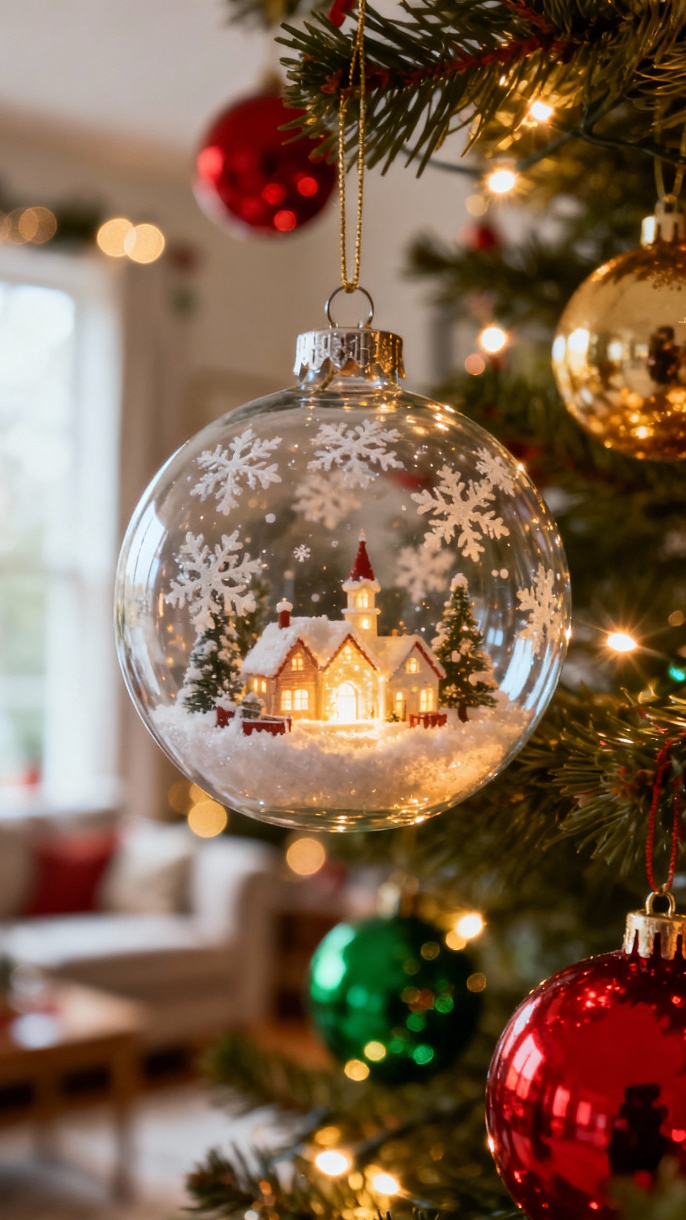 christmas decorations living room - Living Room Christmas Ornament Design - This glass ornament captures the magic of Christmas...