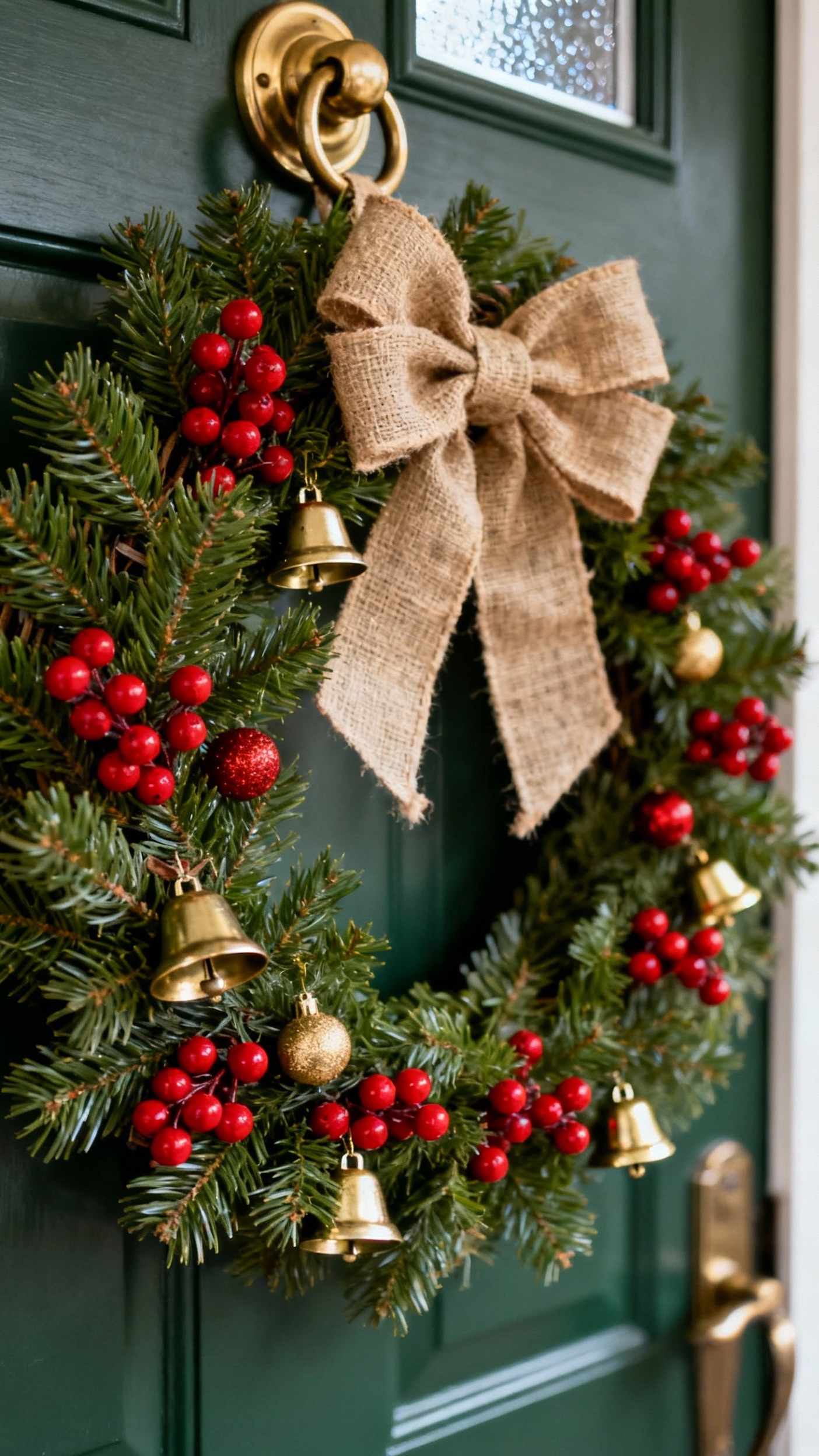 christmas decorations living room - Christmas Living Room Wreath Design - This Christmas wreath bursts with festive cheer against...