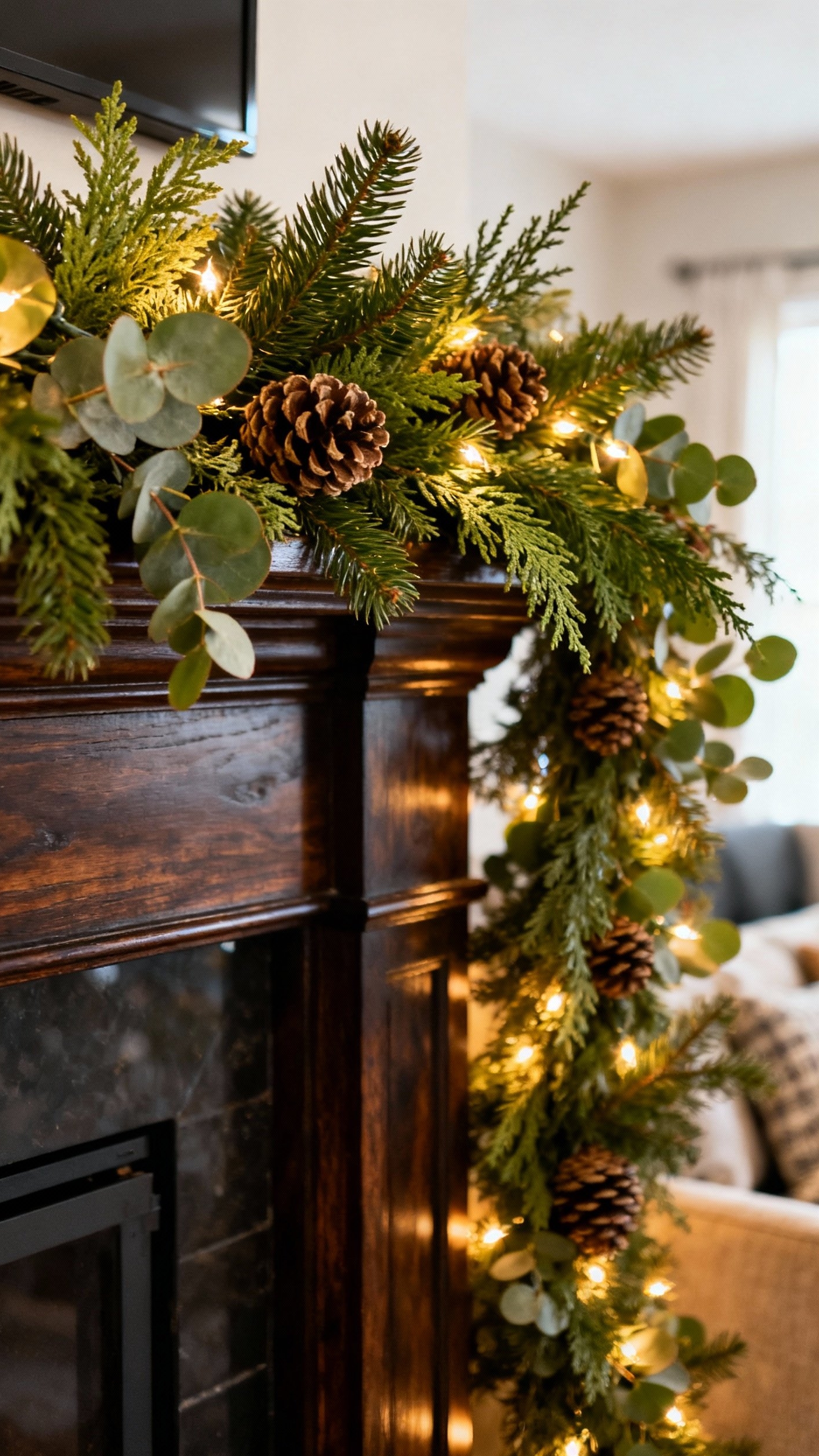 christmas decorations living room - Cozy Christmas Mantelpiece Design Ideas - This Christmas mantelpiece instantly warms the room with...